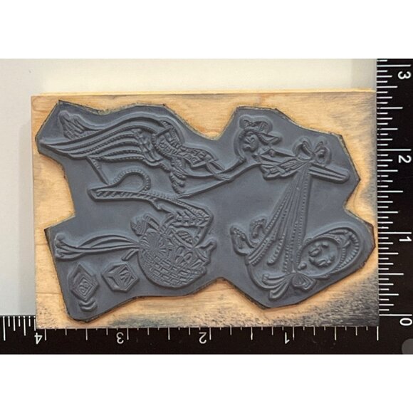 1996 ART IMPRESSIONS P-1232 STORK AND BABY WOOD MOUNTED RUBBER STAMP DELIVERY - Picture 3 of 4